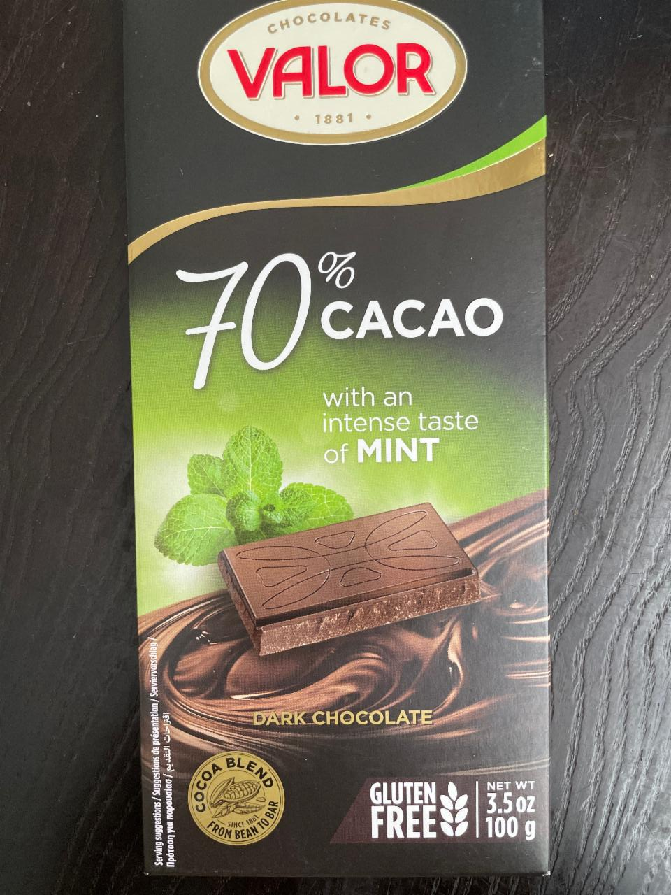 Фото - Шоколад черный со вкусом мяты Valor