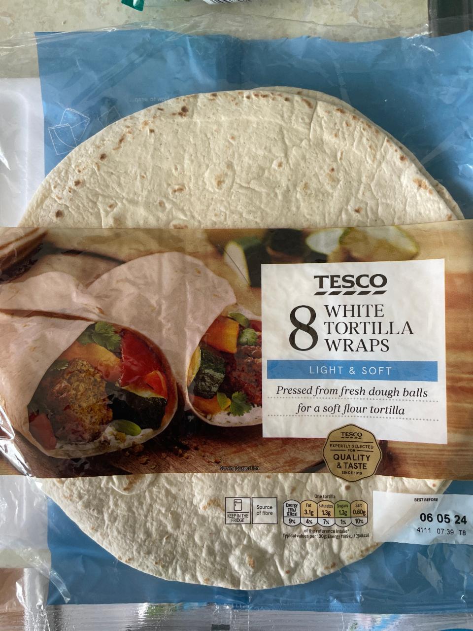 Фото - White tortilla wraps light&soft Tesco
