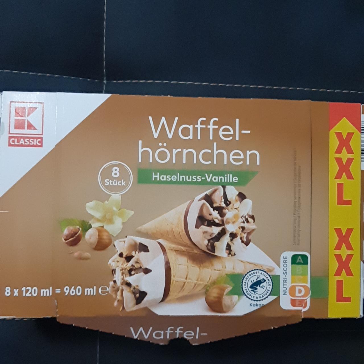 Фото - мороженое в рожке ванильное с шоколадным соусом Waffel-hörnchen Kaufland K-Classic