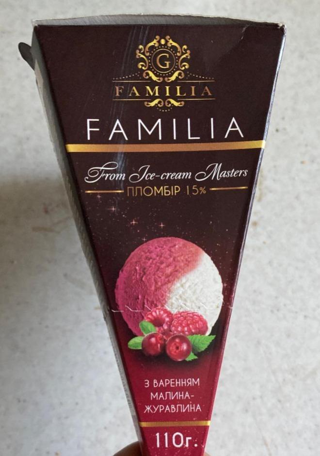 Фото - Мороженое 15% пломбир с вареньем малина-клюква Familia