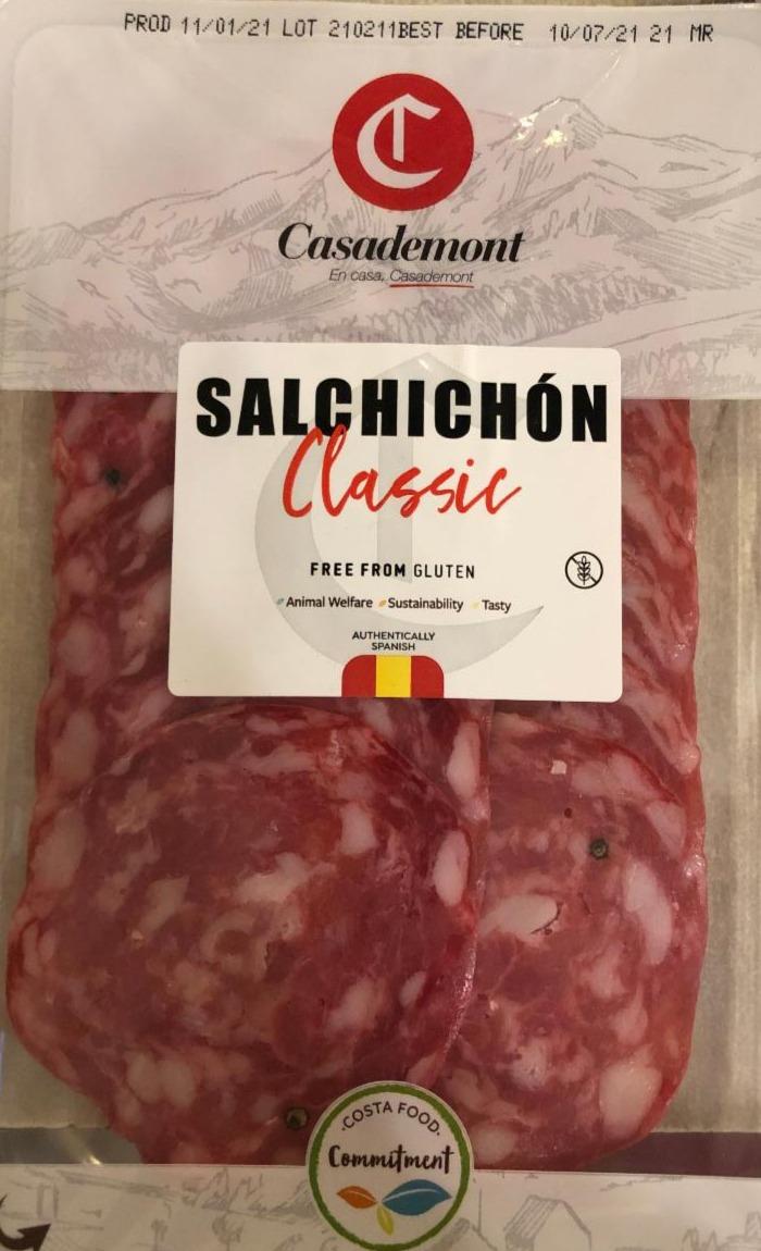 Фото - колбаса сыровяленая сальчичон классик Salchichon Экстра сыровяленая нарезка Casademont