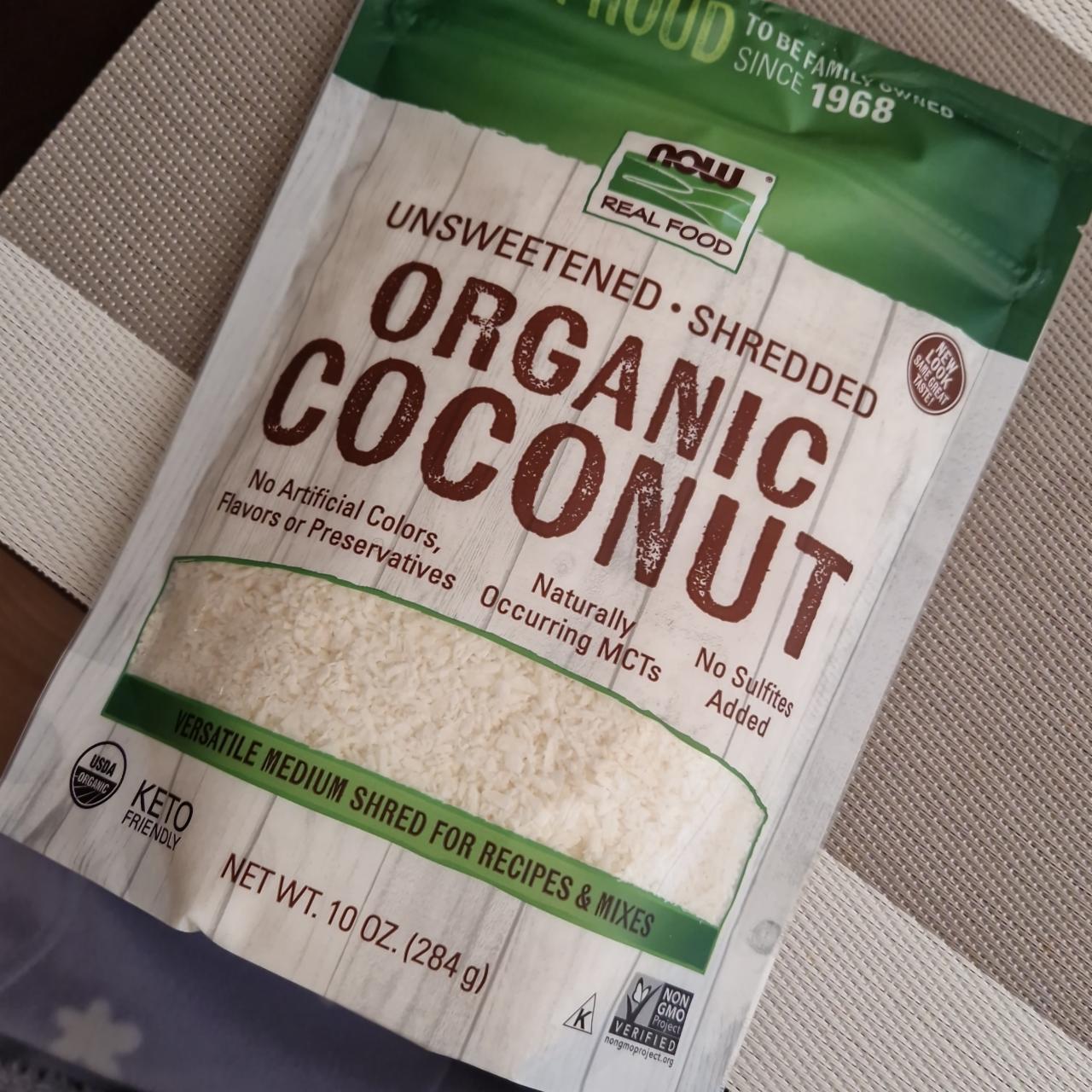 Фото - Organic coconut кокосовая стружка Now food