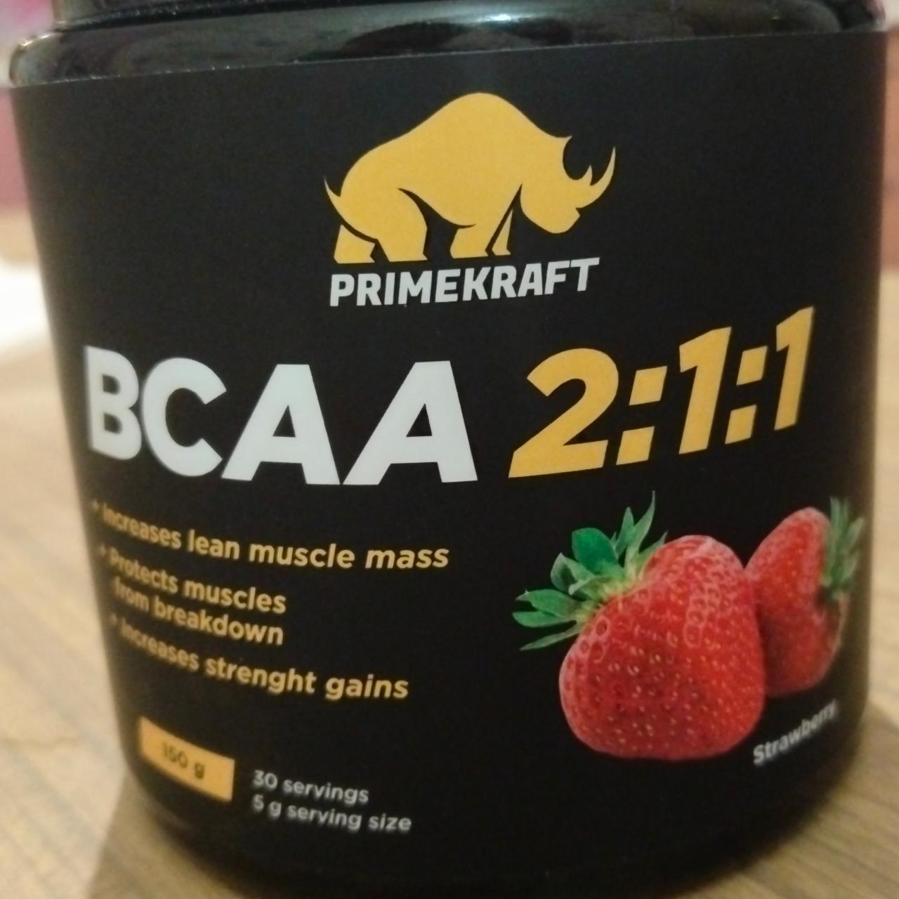 Фото - Аминокислоты BCAA 2:1:1 клубника Prime Kraft
