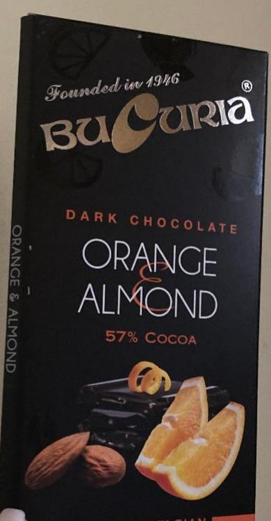Фото - Шоколад черный 57% с кусочками апельсина и миндаля Orange Almond Dark Chocolate Bucuria