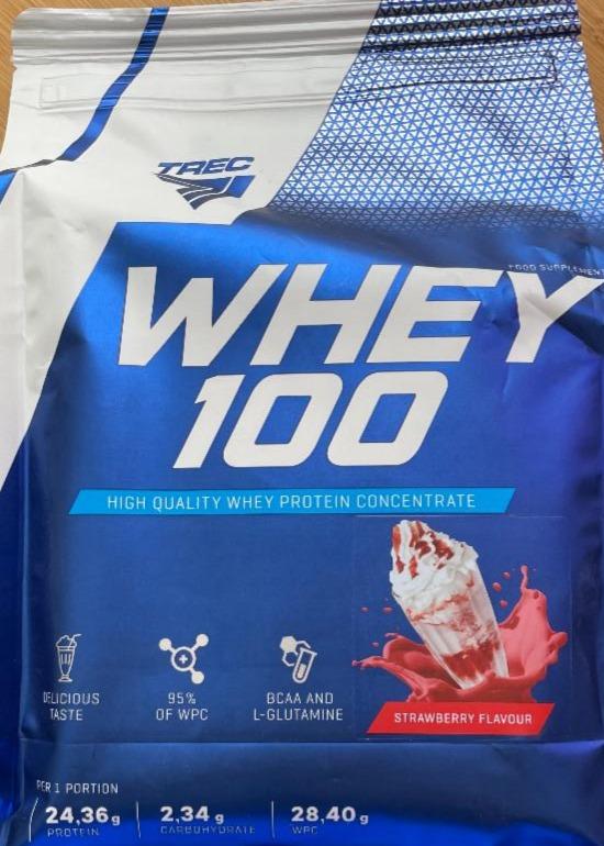 Фото - Протеин сывороточный клубника Trec Whey 100 strawberry Trec Nutrition