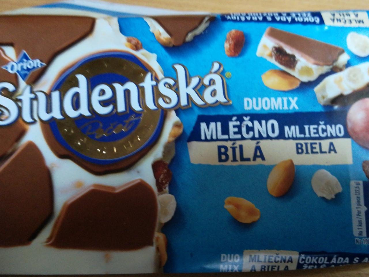 Фото - Шоколад молочный и белый с арахисом, желейными кусочками и изюмом Studentska Orion