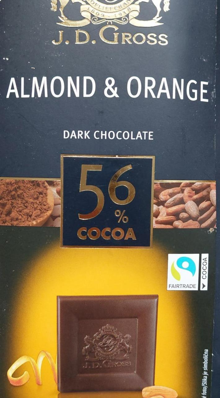Фото - Шоколад 56% какао с апельсином и миндалем J. D. Gross