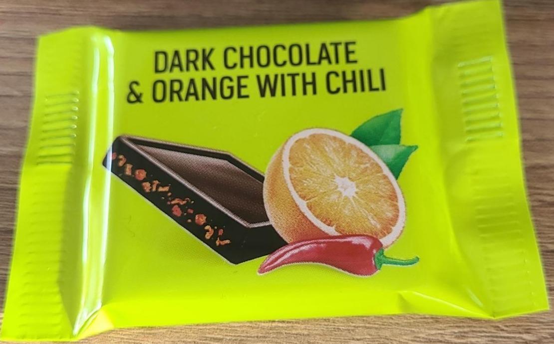 Фото - Темный шоколад Dark&Orange with chili с апельсиновыми криспами и перцем чили O'Zera