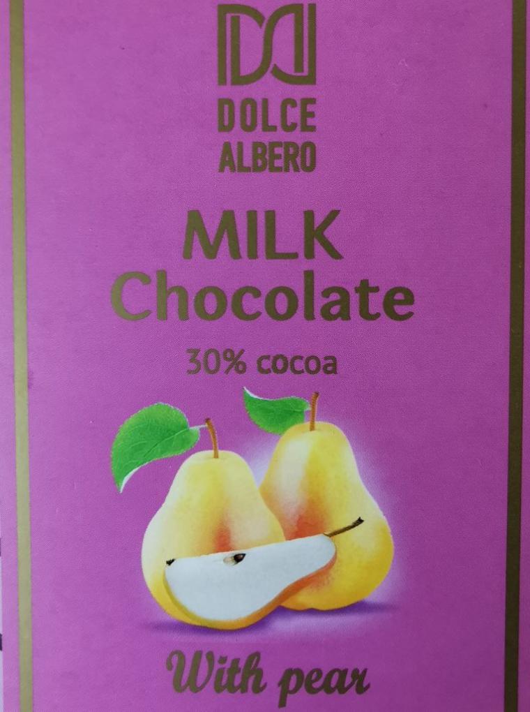 Фото - Молочный шоколад с грушевыми цукатами milk chocolate Dolce Albero
