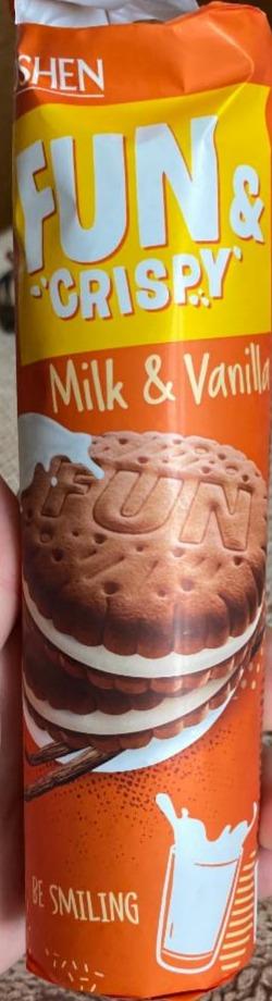 Фото - Печенье с с молочно-ванильной начинкой Milk&Vanilla Fun Crispy Roshen