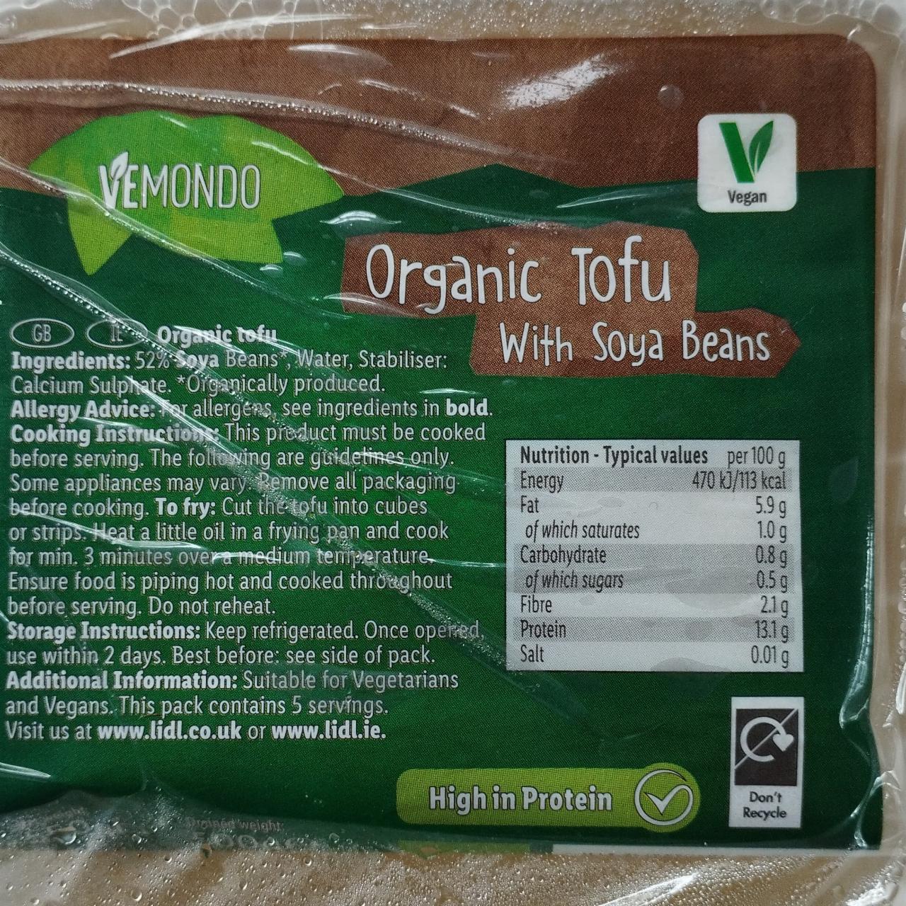 Фото - Тофу органическое с соевыми бобами Vemondo