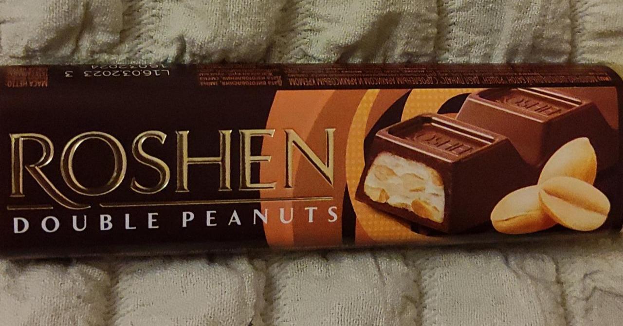 Фото - Батончик молочно-шоколадный с измельченным арахисом и арахисовым кремом Double Peanuts Рошен Roshen