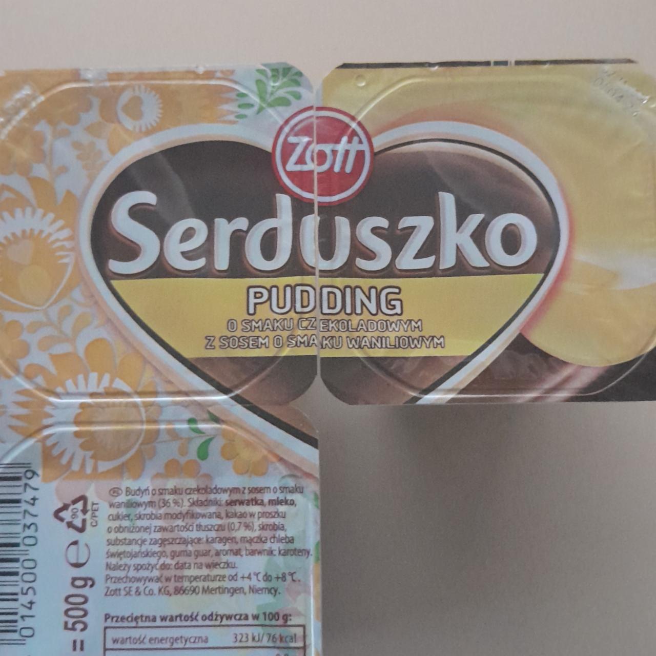 Фото - Пудинг сердечко Serduszko Chocolate Flavour with Vanilla Flavour Sauce Pudding Zott
