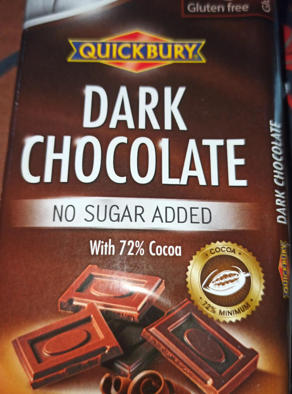 Фото - Шоколад черный без сахара Dark Chocolate 72% Quickbury