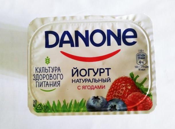 Фото - Йогурт натуральный с лесными ягодами Danone 2.9%
