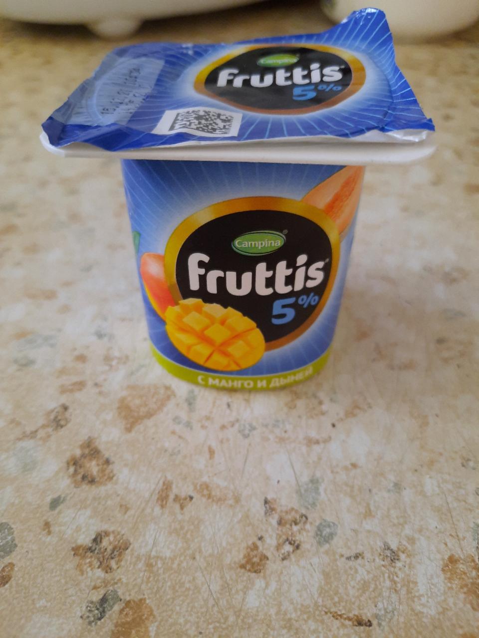 Фото - продукт йогуртный Сливочное лакомство Дыня-Манго Банан-Клубника Fruttis