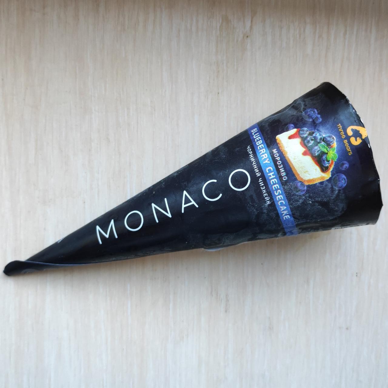 Фото - Мороженое молочное 10% со вкусом черничного чизкейка Monaco Three Bears