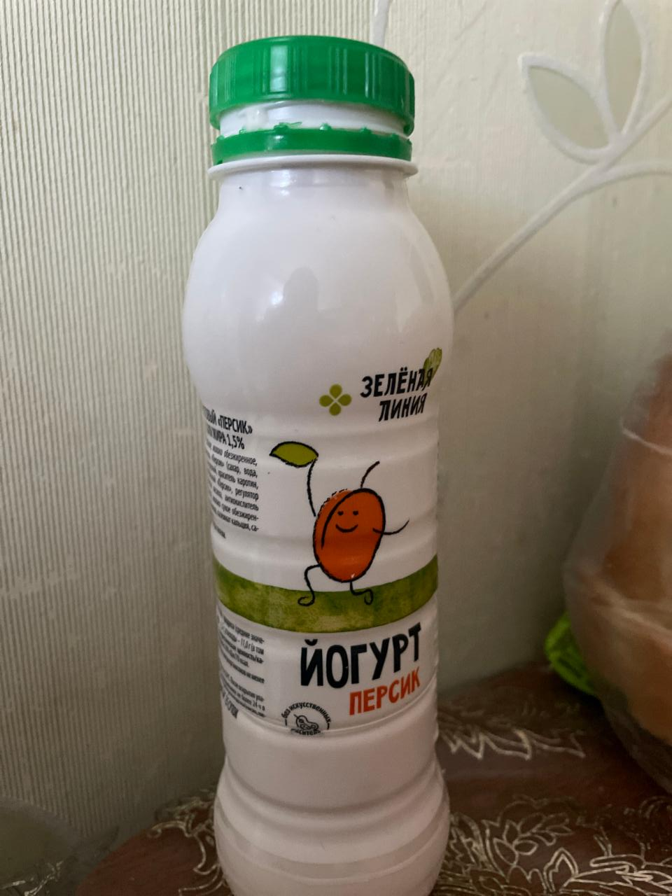 Фото - Йогурт питьевой с персиком Зелёная линия