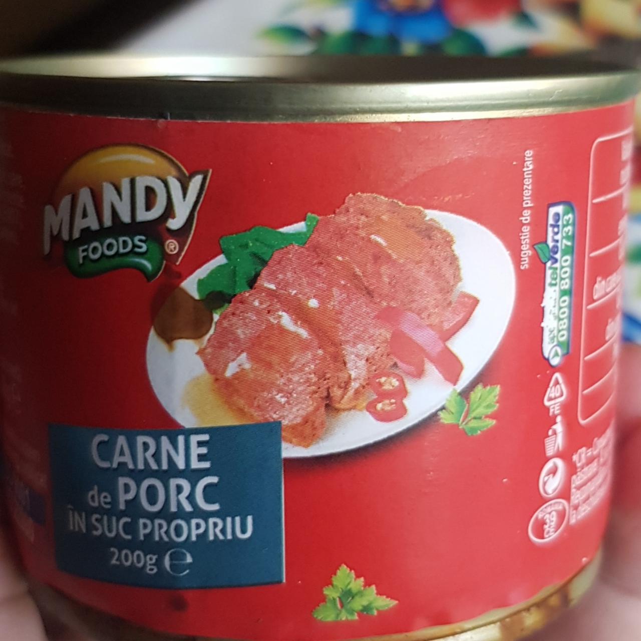 Фото - Carne de porc in suc propriu Mandy foods