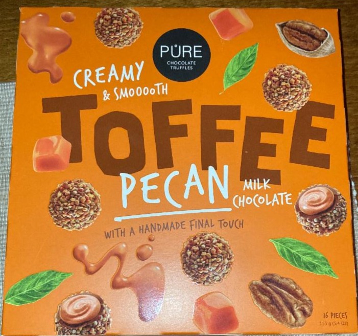 Фото - конфеты тоффи молочный шоколад с пеканом Pure