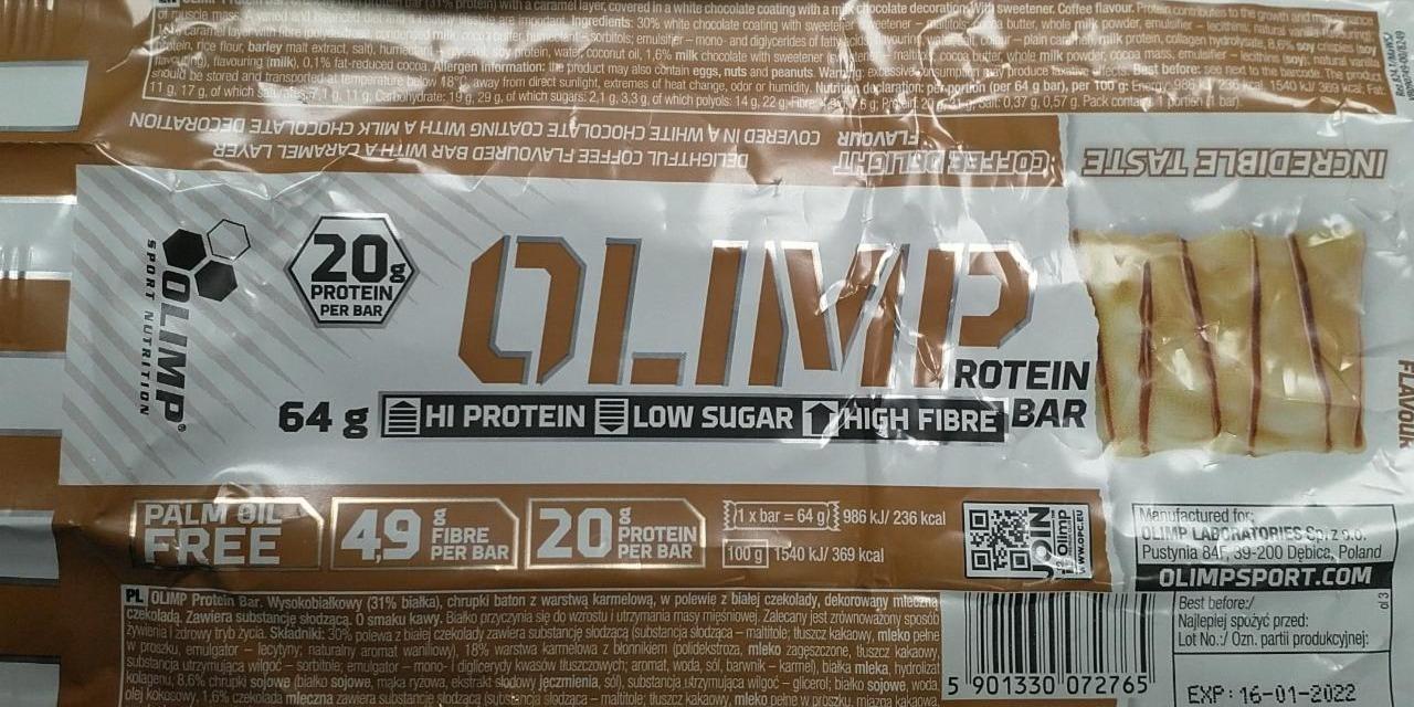 Фото - протеиновый батончик со вкусом кофе Olipm