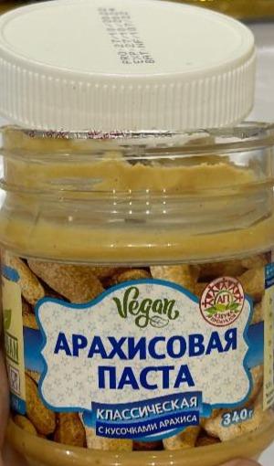 Фото - Арахисовая паста Классическая с кусочками арахиса Vegan Азбука продуктов