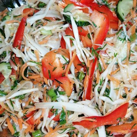 Фото - Салат из свежих овощей (помидоры, лист салата, масло оливковое)