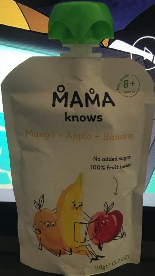 Фото - Детское фруктовое пюре манго, яблоко, банан Mama knows