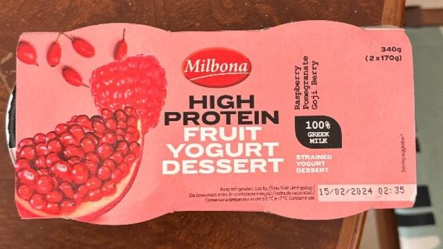 Фото - Протеиновый йогурт с малиной и гранатом High protein Fruit yogurt dessert Milbona